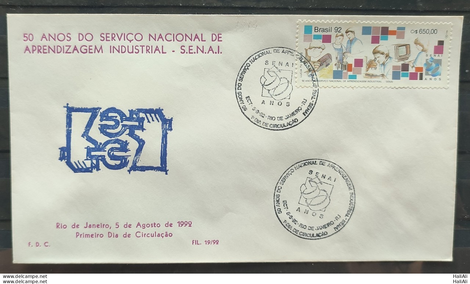 Brazil Envelope PVT FIL 019 1992 SENAI Computer Microscope Education Cbc Rj - FDC
