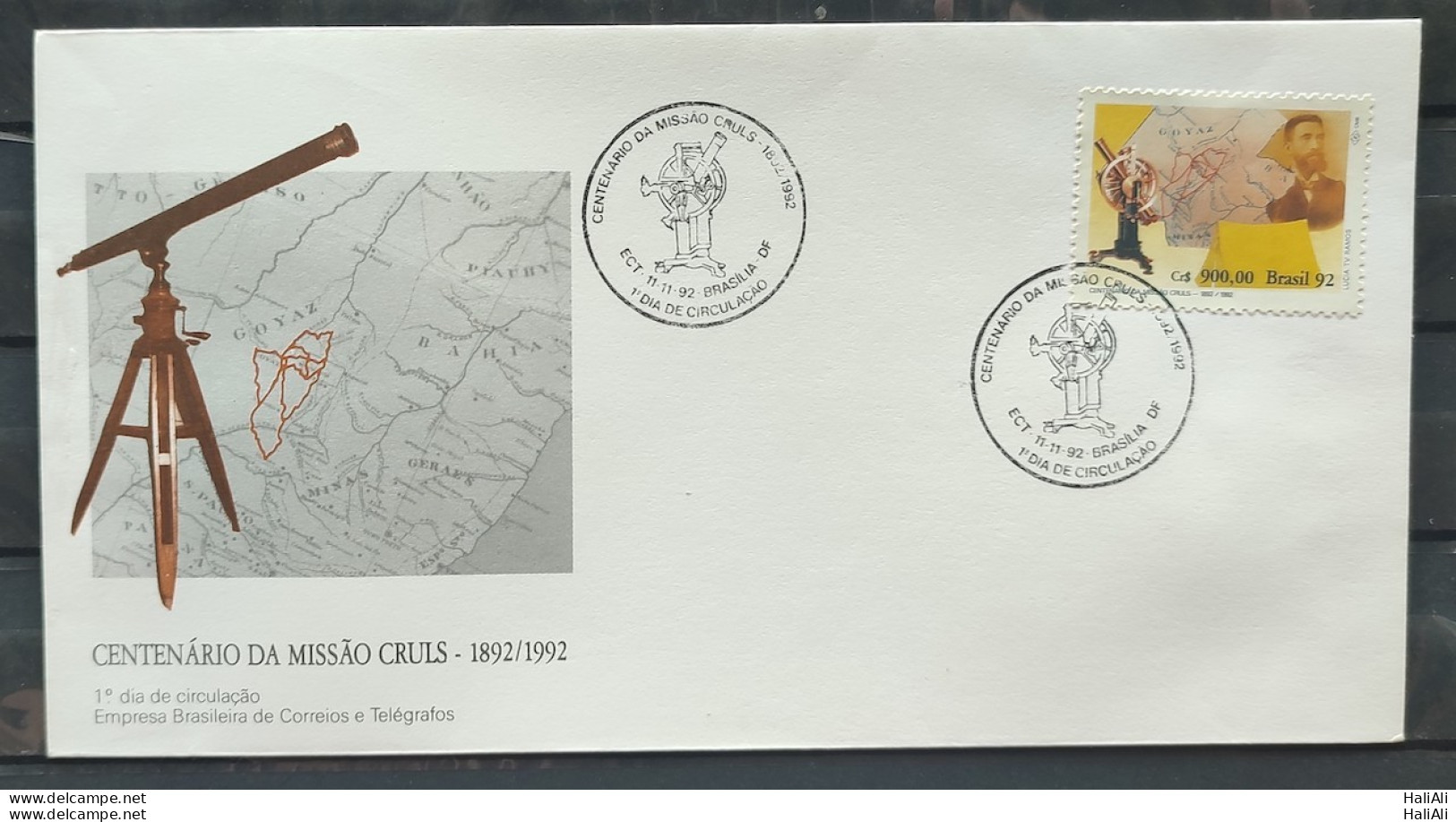 Brazil Envelope FDC 578 1992 100 Years Missal Cruls Map CBC DF 02 - FDC