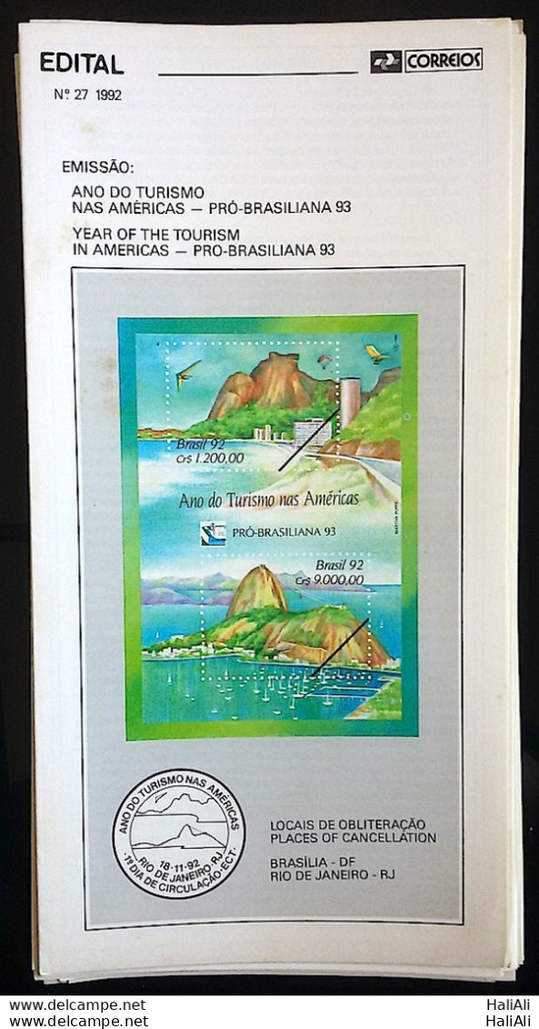 Brazil Brochure Edital 1992 27 Tourism Americas Brasiliana Without Stamp - Storia Postale