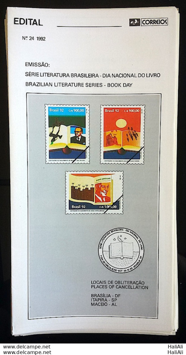 Brazil Brochure Edital 1992 24 LITERATURE DAY BOOK Without Stamp - Storia Postale