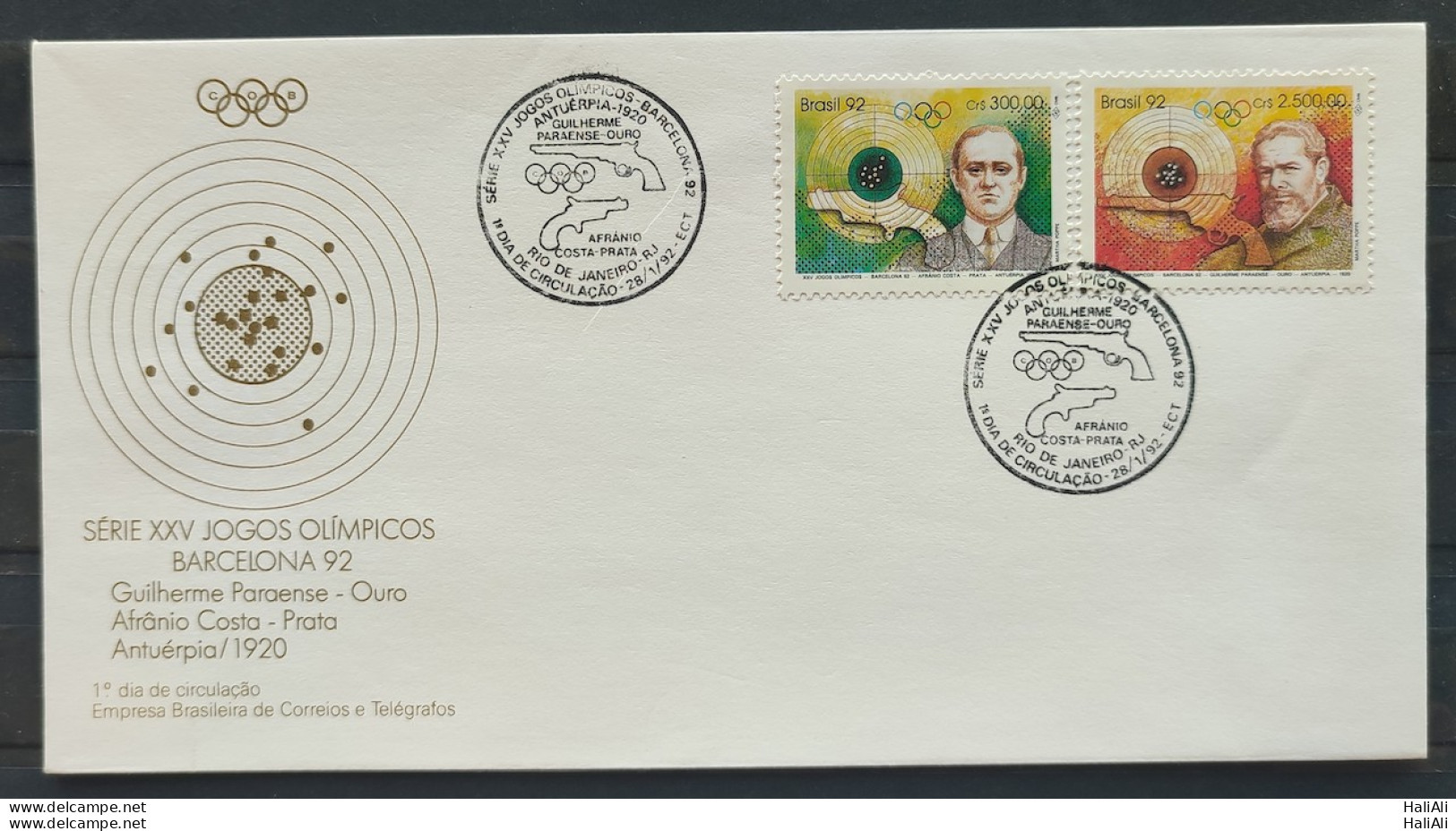 Brazil Envelope FDC 554 1992 Olympiadas Barcelona Spain Shot CBC RJ - FDC