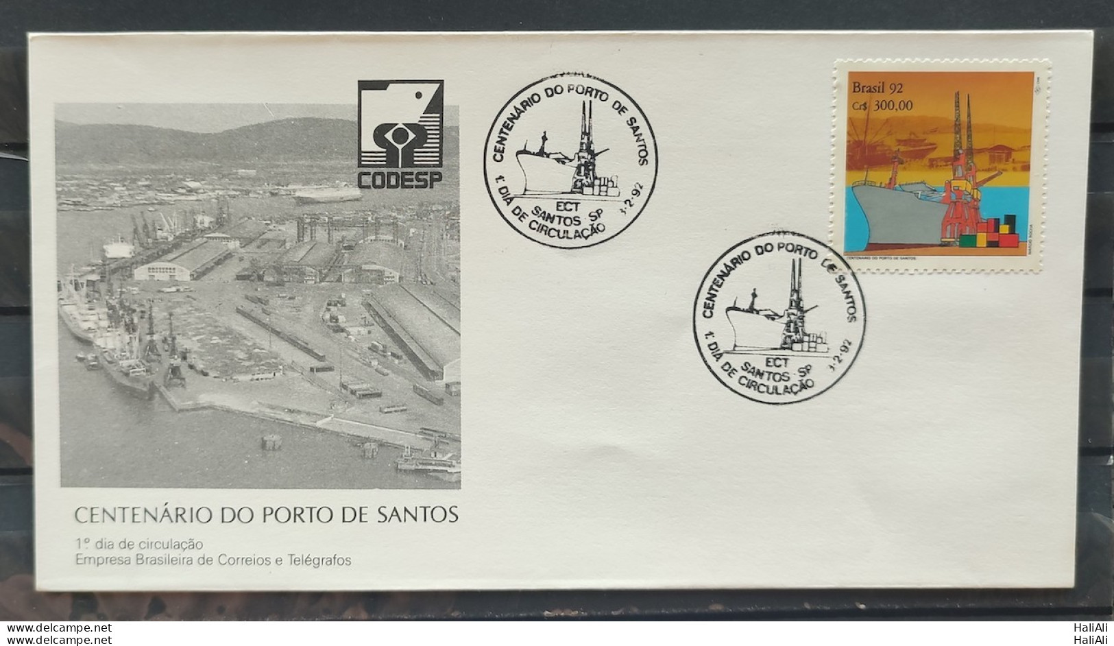 Brazil Envelope FDC 555 1992 Port Of Santos Vessel Cbc Sp Sp - FDC