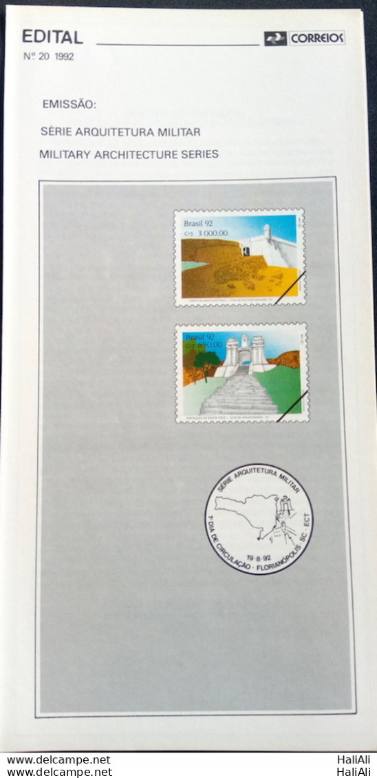 Brazil Brochure Edital 1992 20 Military Architecture Without Stamp - Storia Postale