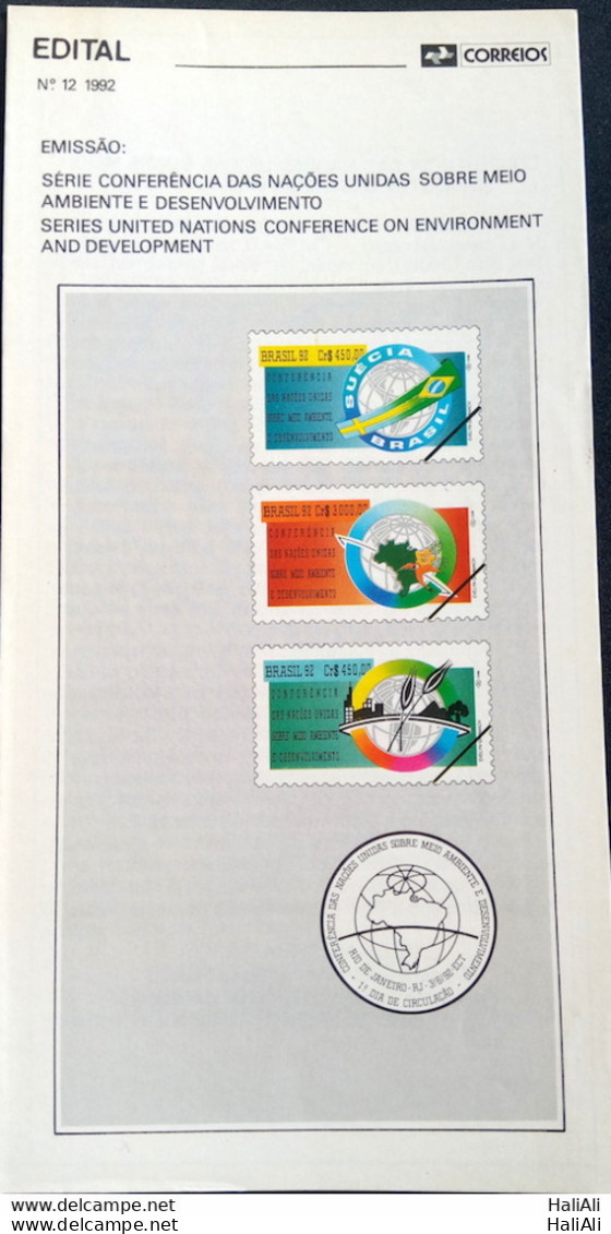 Brazil Brochure Edital 1992 12 Environment Map Flag Without Stamp - Storia Postale