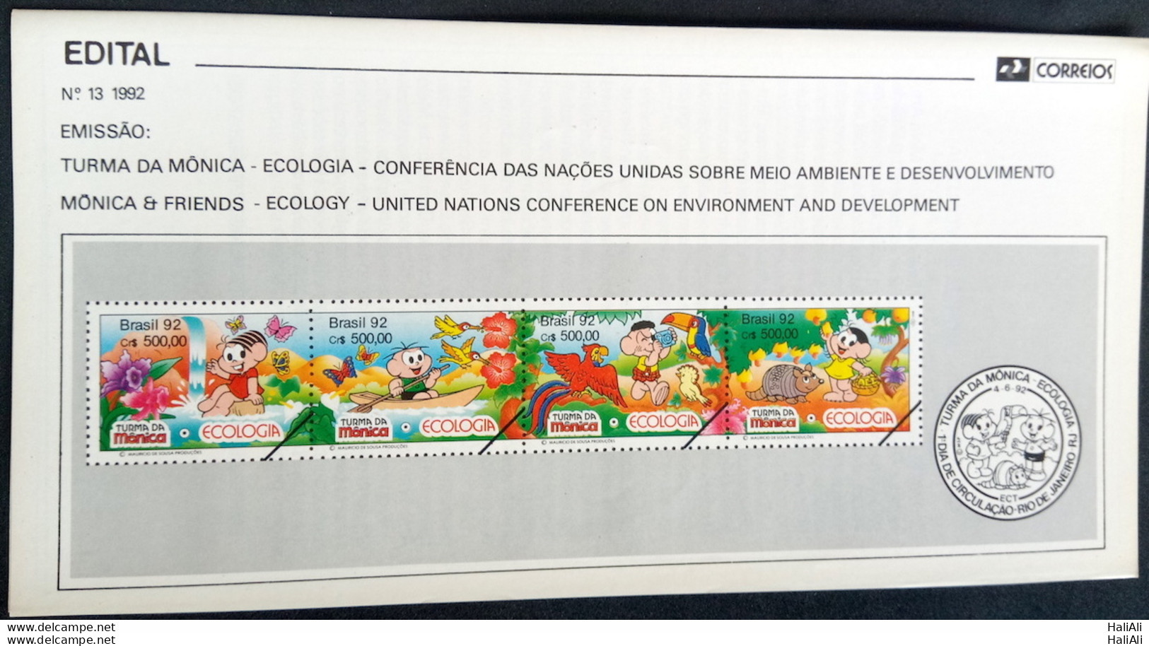 Brazil Brochure Edital 1992 13 MONICA ENVIRONMENT CLASS Child Without Stamp - Storia Postale