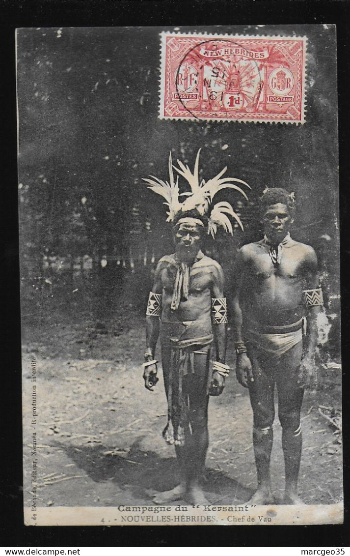 Campagne Du Kersaint Nouvelles Hébrides Chef De Vao édit. De Bréchade N° 4 Costume Bijoux Canaques Timbre Stamp - Vanuatu