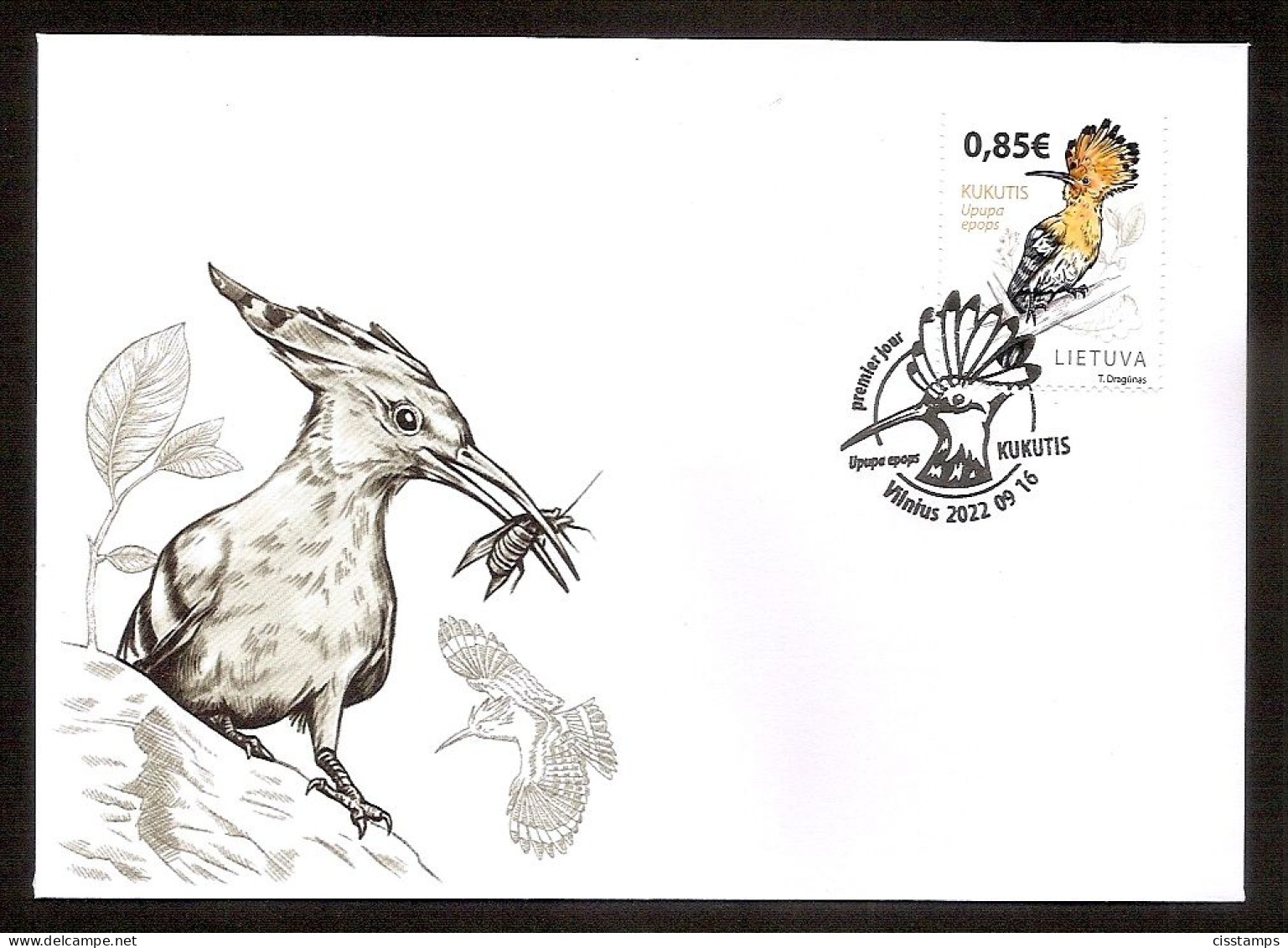 LITHUANIA 2022●Bird●Eurasian Hoopoe●●Vögel●Wiedehop FDC - Lithuania