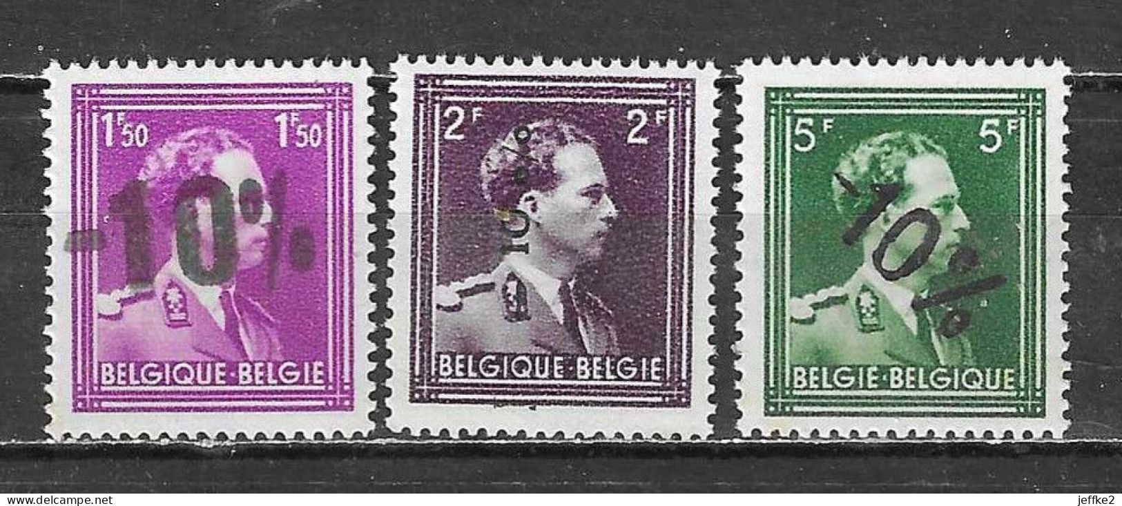 724B/F**  Leopold III Col Ouvert Surchargé -10% - Série Complète - MNH** - LOOK!!!! - 1946 -10%