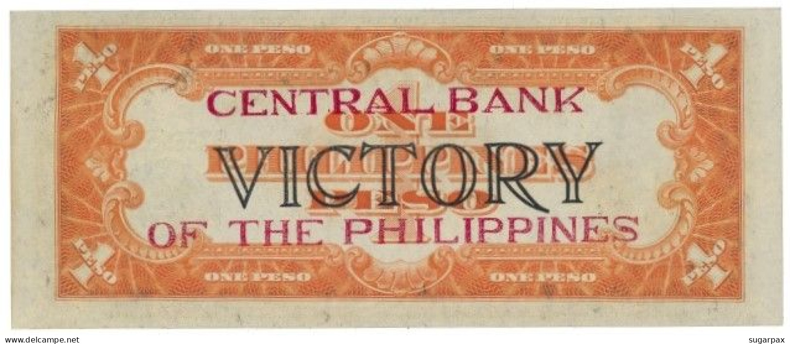 Philippines - 1 Peso - ND ( 1949 ) - Pick 117 - AUNC. - Serie VICTORY With RED Overprint CENTRAL BANK OF PHILIPPINES - Filippijnen