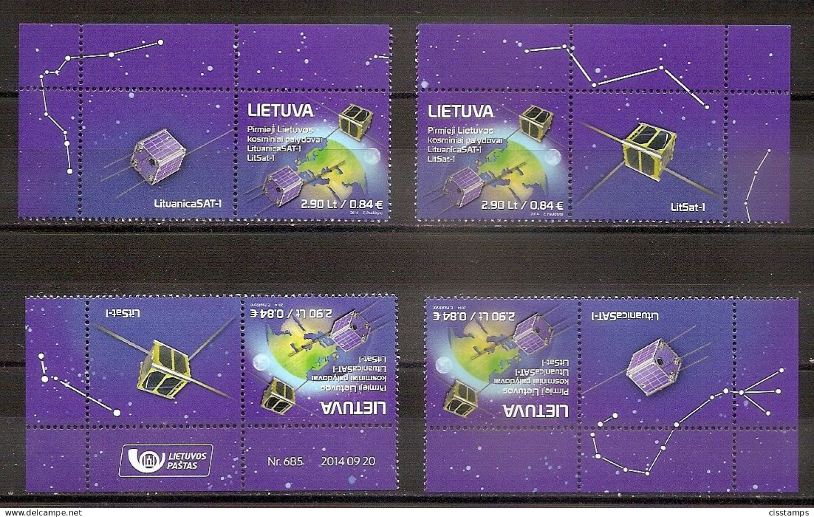 LITHUANIA 2014●First Lithuanian Satellites●all Possible Labels From Big Sheet●Mi 1170 4xx●MNH - Europa