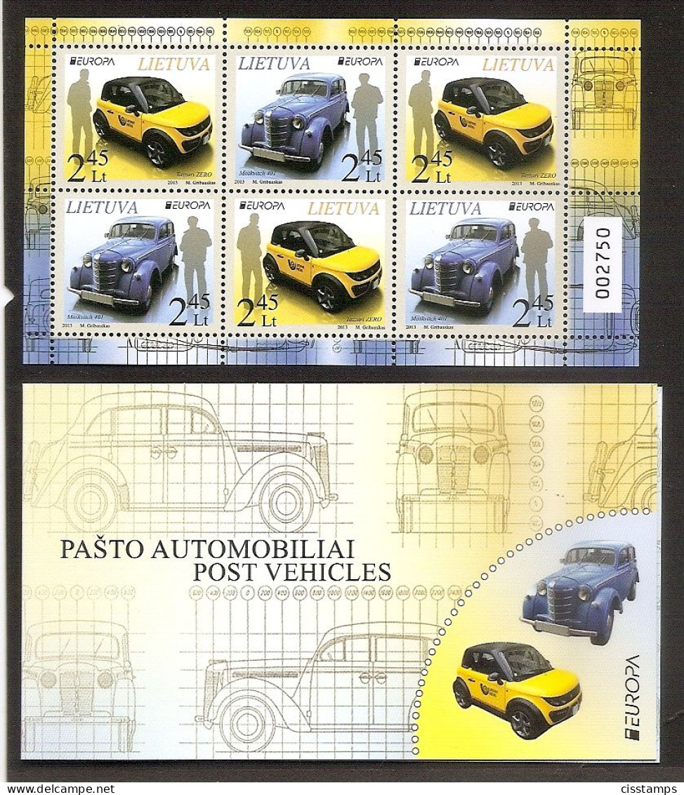 LITHUANIA 2013●Europa●Postal Transport●Limited Edition Booklet●Mi 1131-32●MNH - 2013