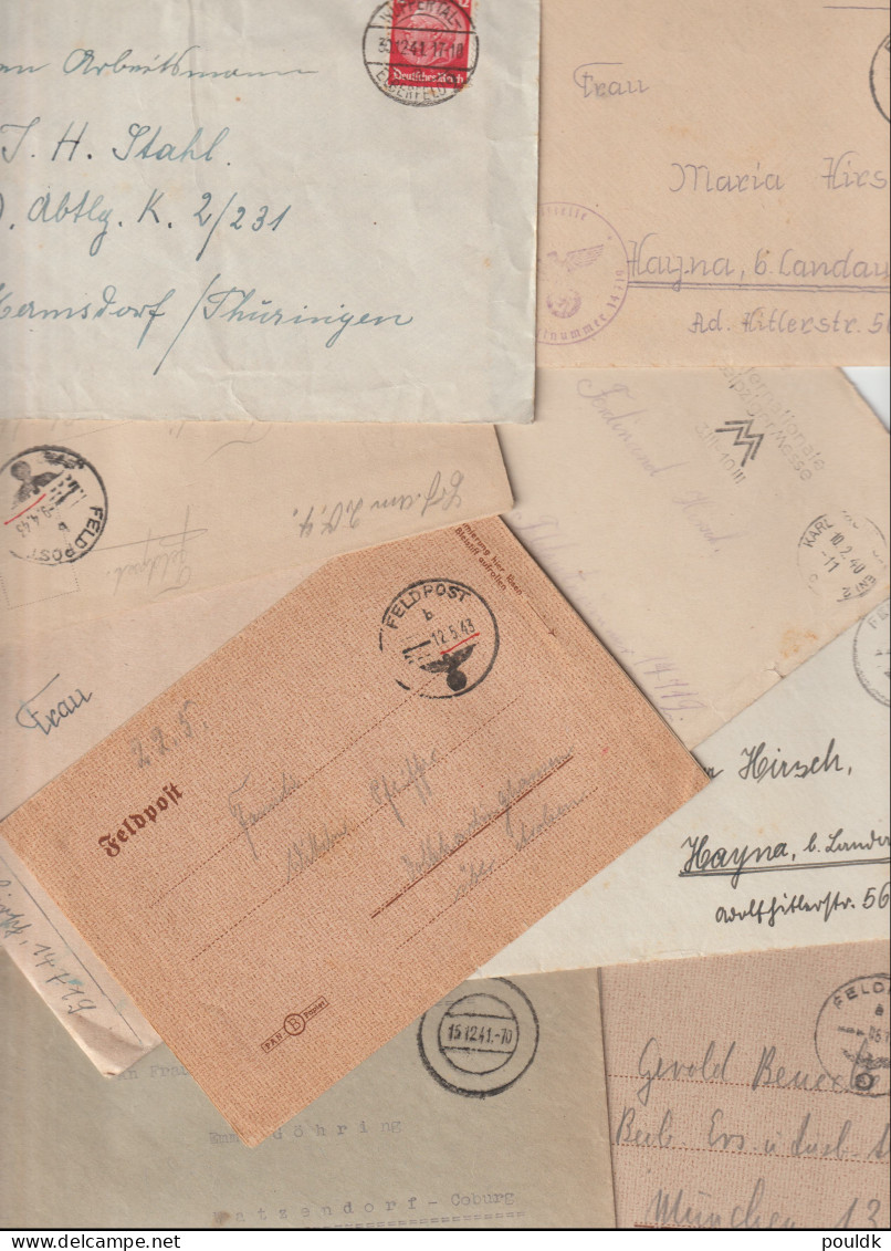 50 German Feldpost Covers From World War 2 From/to Fronts. Many Has Letters. Postal Weight 0,340 Kg. Please Read - Militares