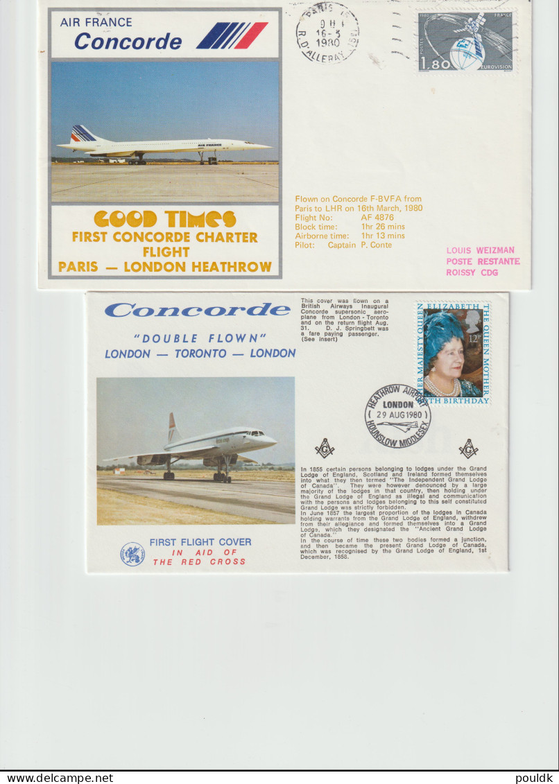 9 Concorde Covers, First Flights And Other Cover With Concorde Theme. Postal Weight Approx 90 Gramms. Please - Concorde