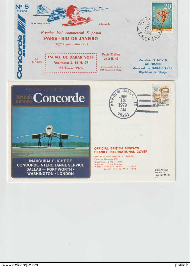 10 Concorde Covers, First Flights And Other Cover With Concorde Theme. Postal Weight Approx 90 Gramms. Please - Concorde