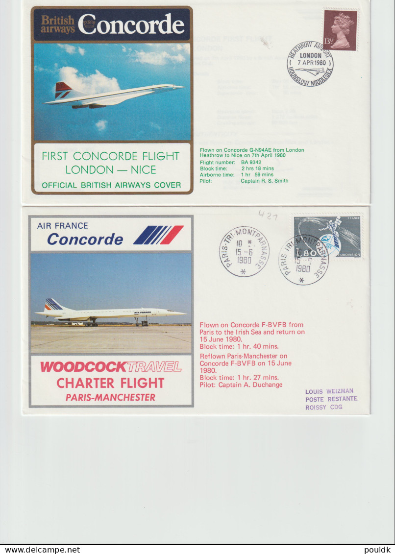 10 Concorde Covers, First Flights And Other Cover With Concorde Theme. Postal Weight Approx 90 Gramms. Please - Concorde