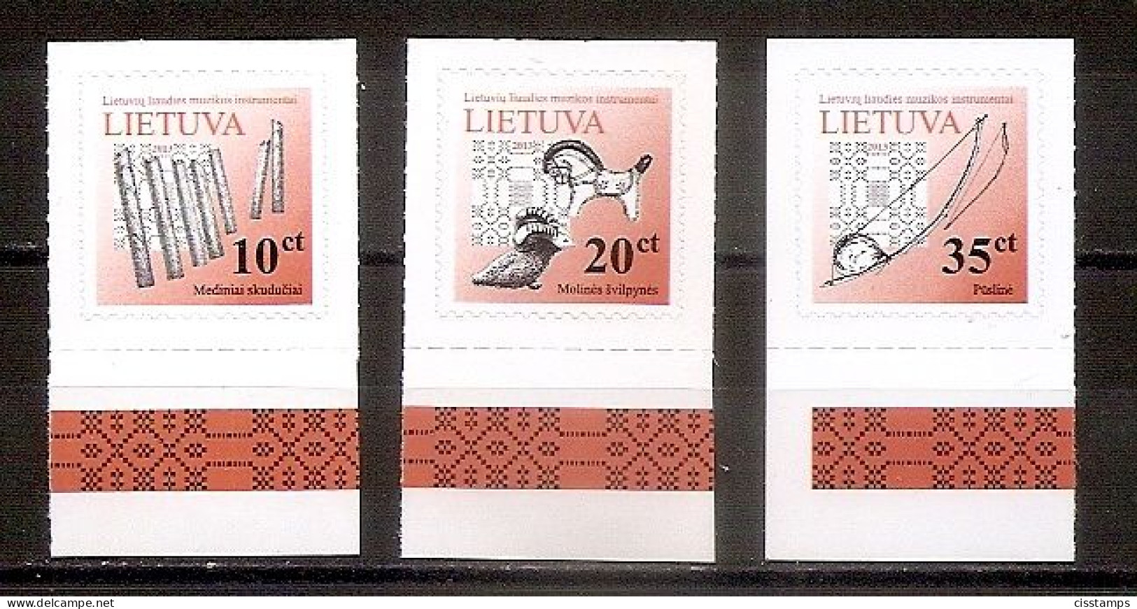 LITHUANIA 2013●Lithuanian Folk Music Instruments Mi 1087II-89II●MNH - Musik