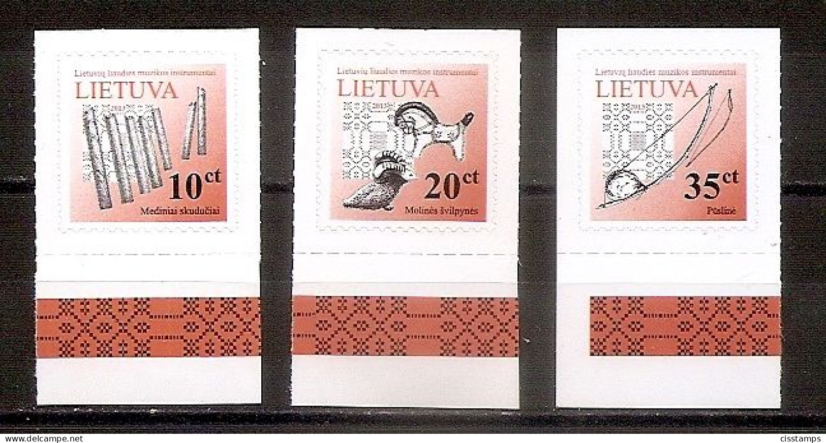LITHUANIA 2013●Lithuanian Folk Music Instruments Mi 1087II-89II●MNH - Litauen