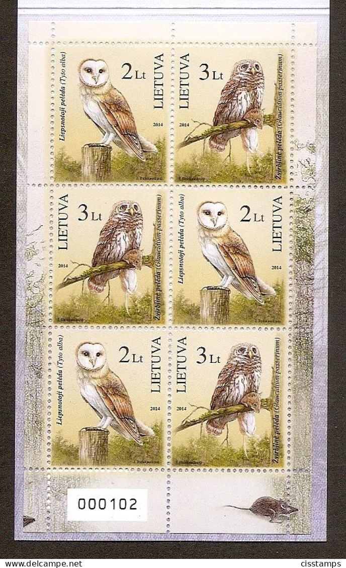 LITHUANIA 2014●Owls●Booklet Mi1156-57●MNH - Lithuania