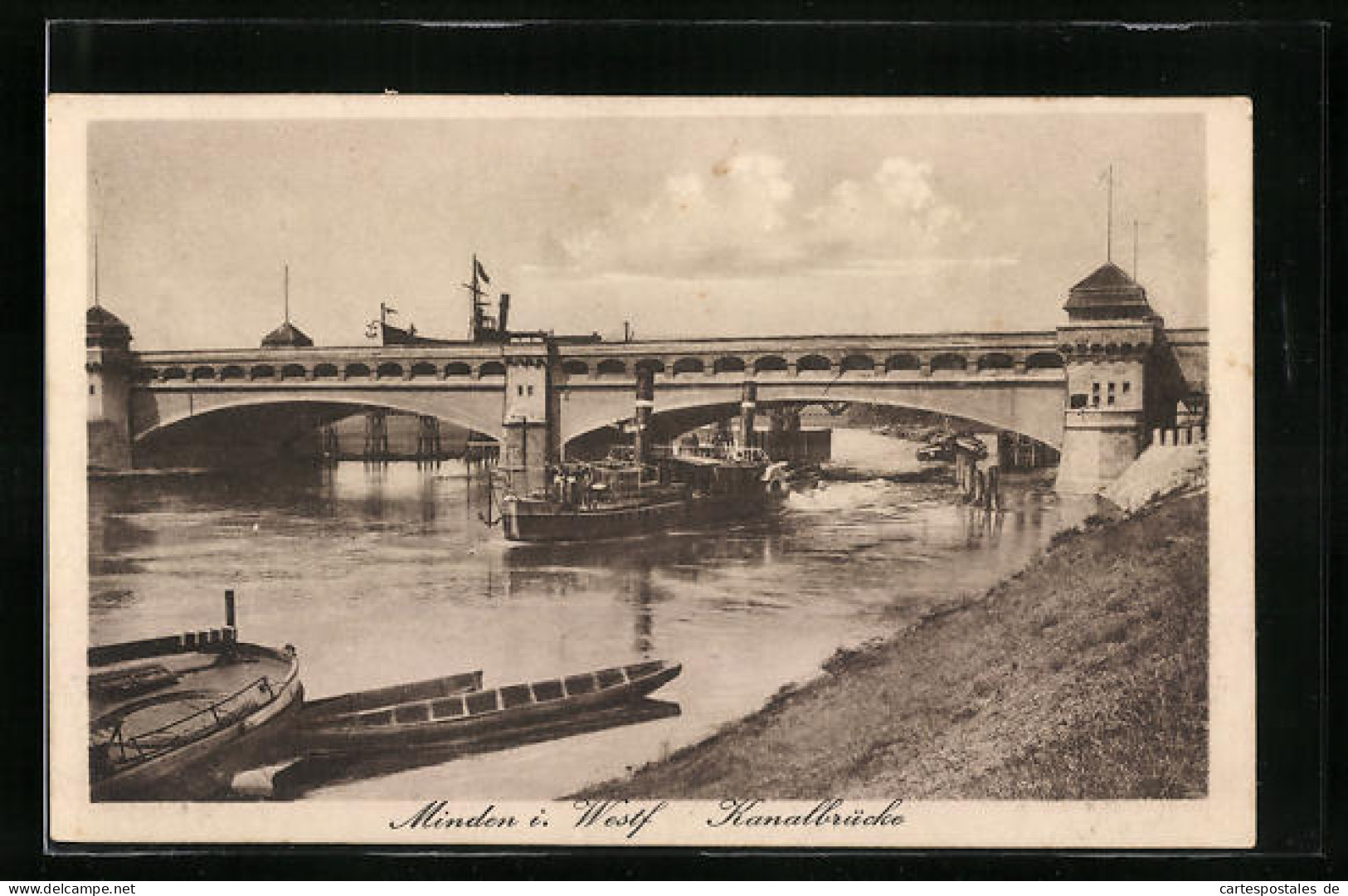 AK Minden I. W., Am Ufer Neben Der Kanalbrücke  - Minden