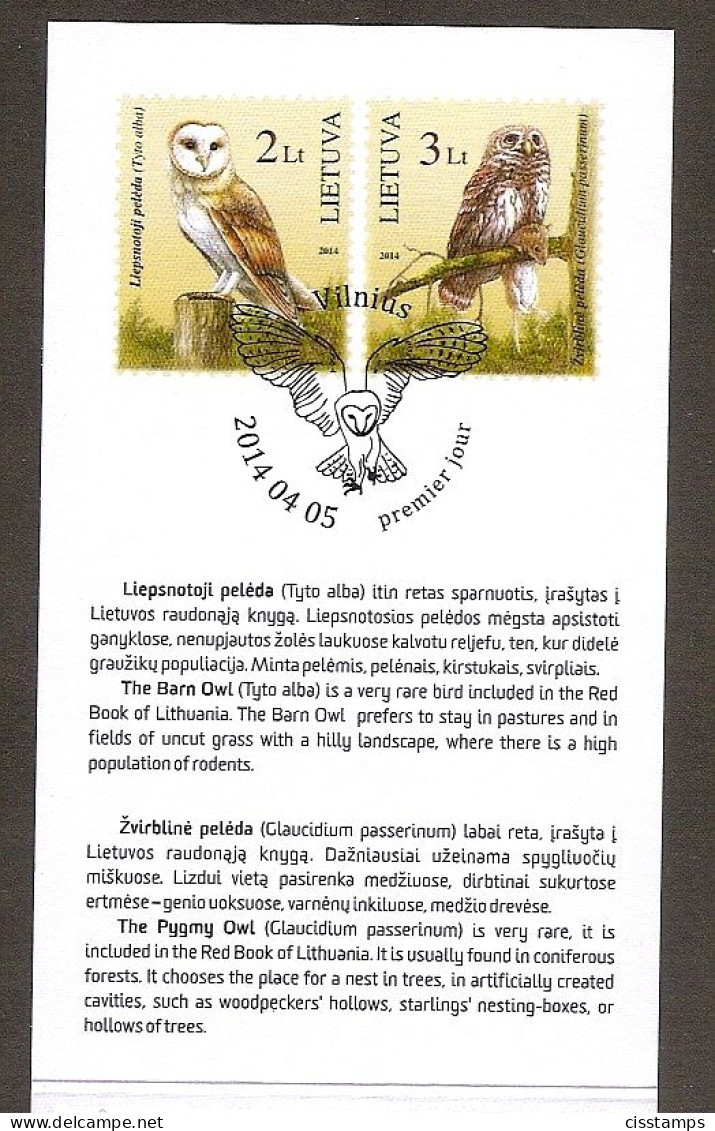 LITHUANIA 2014●Owls●Booklet Mi1156-57●MNH - Eulenvögel