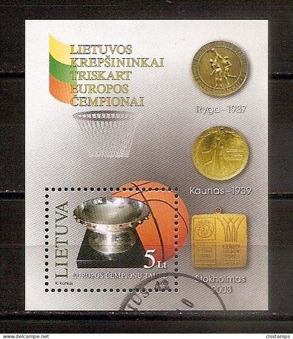 Lithuania 2003●Basketball●Lithuanians 3x European Champions 1937Riga 1939Kaunas 2003Stockholm●Mi Bl 29 Cancelled - Basket-ball