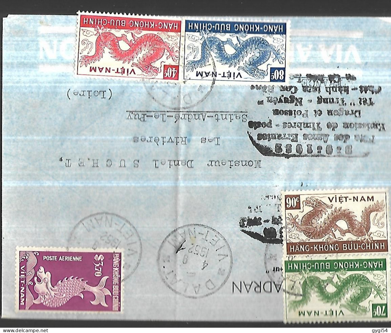VIETNAM Lettre Du 04 09 1952 De  SAIGON Pour  Saint André Le Puy - Unused Stamps