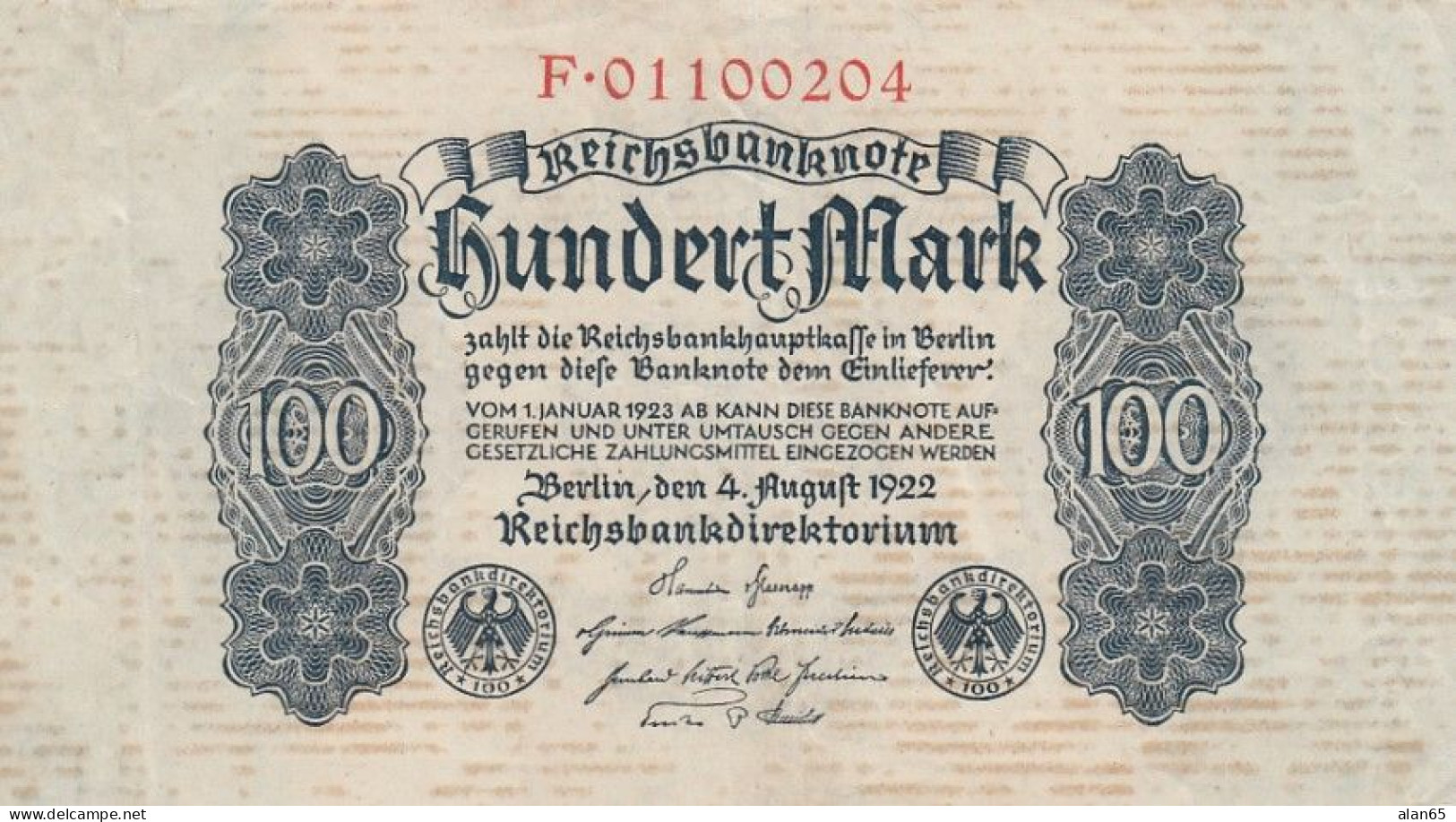 Germany #75, 100 Mark 1922 Banknote - 100 Mark