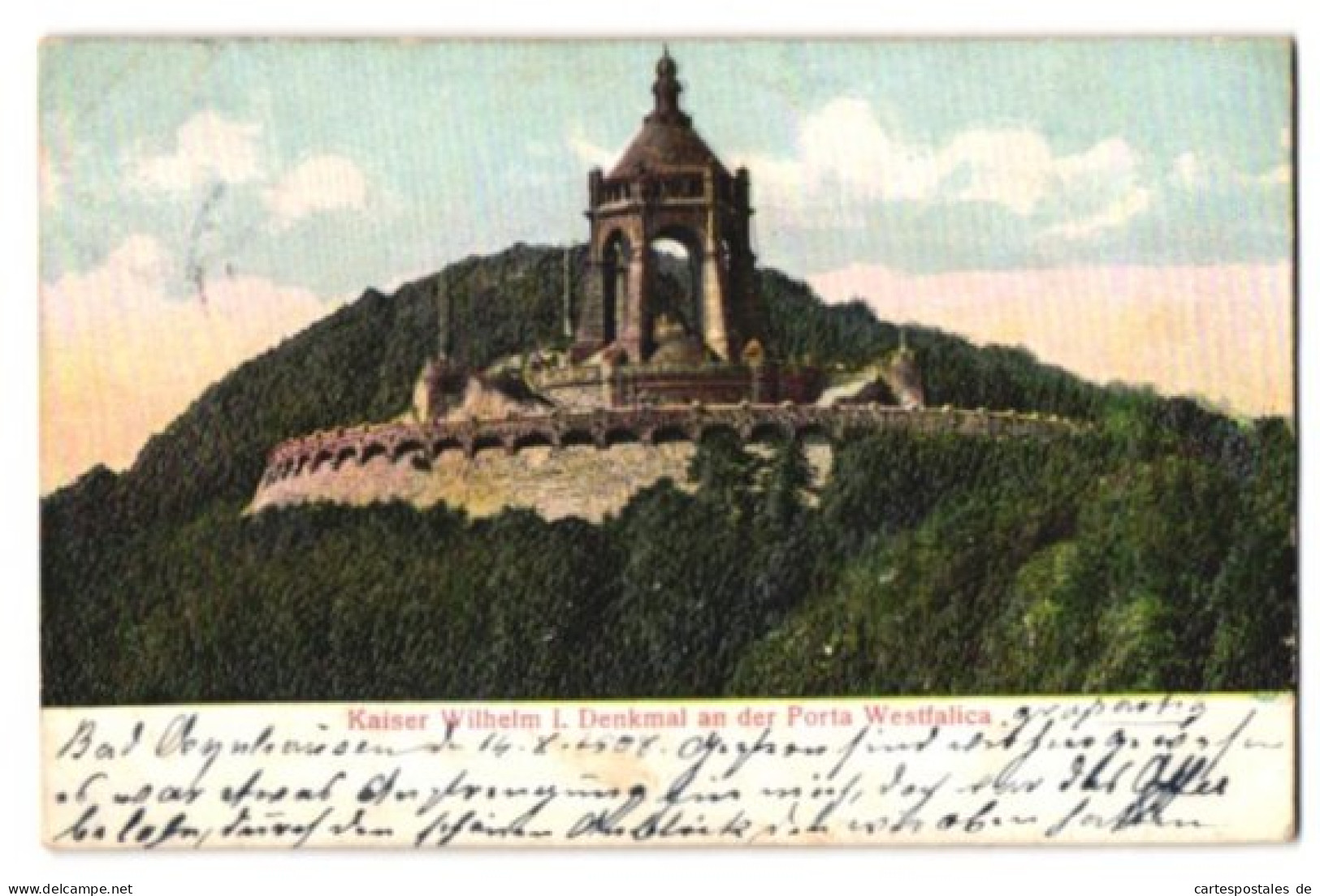 Relief-AK Porta Westfalica, Kaiser Wilhelm I. Denkmal  - Otros & Sin Clasificación