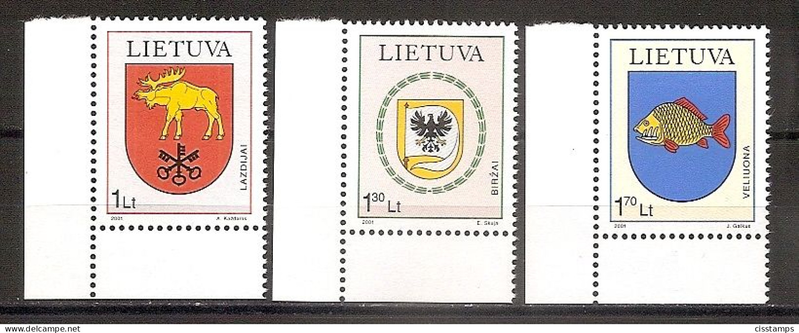 LITHUANIA 2001●Coat Of Arms●Wappen Mi 774-76●MNH - Lithuania