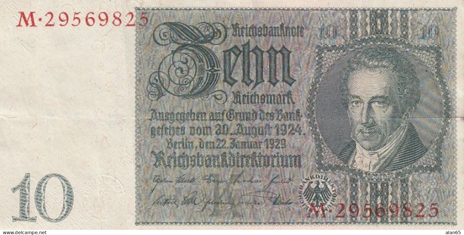 Germany #180a, 10 Marks 1929 Banknote - 10 Mark