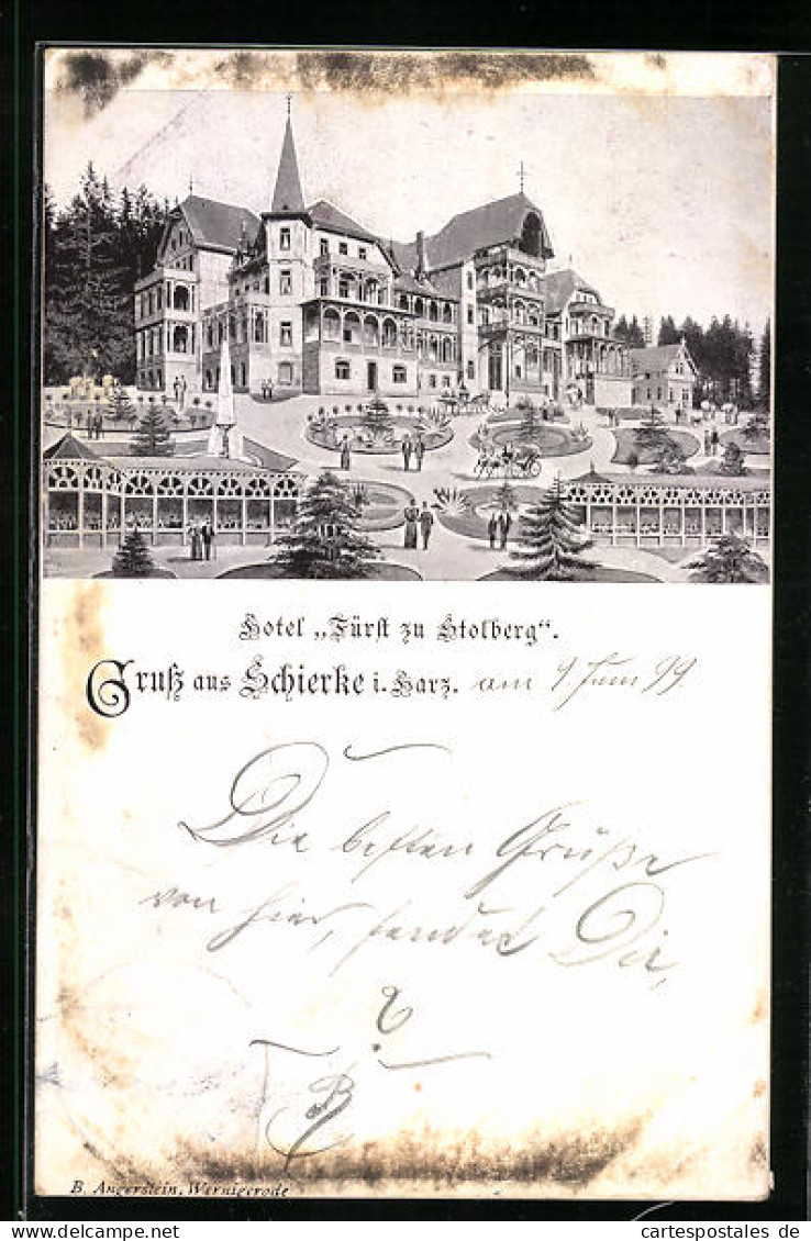 AK Schierke I. Harz, Hotel Fürst Zu Stolberg  - Stolberg (Harz)