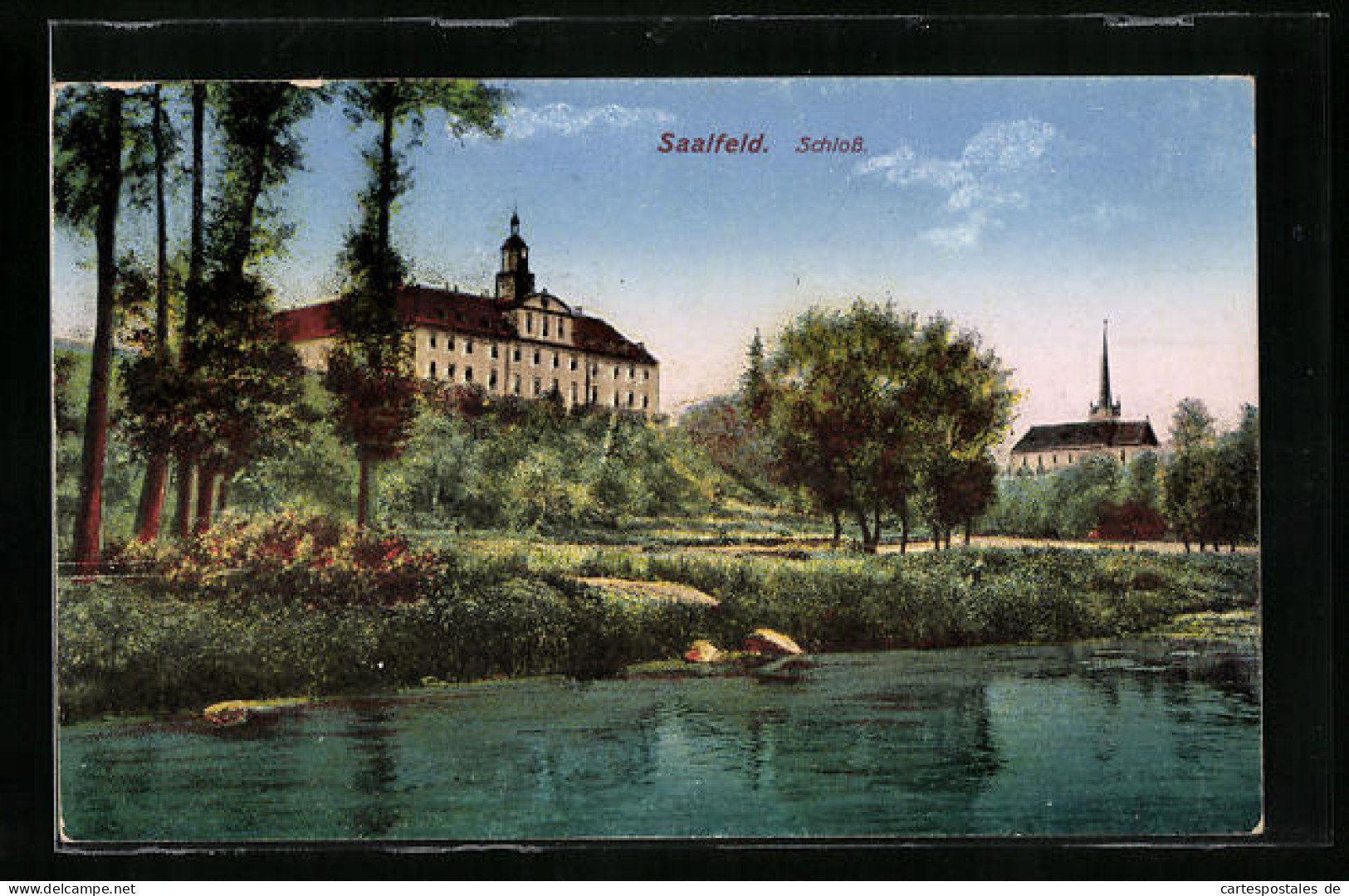 AK Saalfeld, Schloss, Wasserseite  - Saalfeld