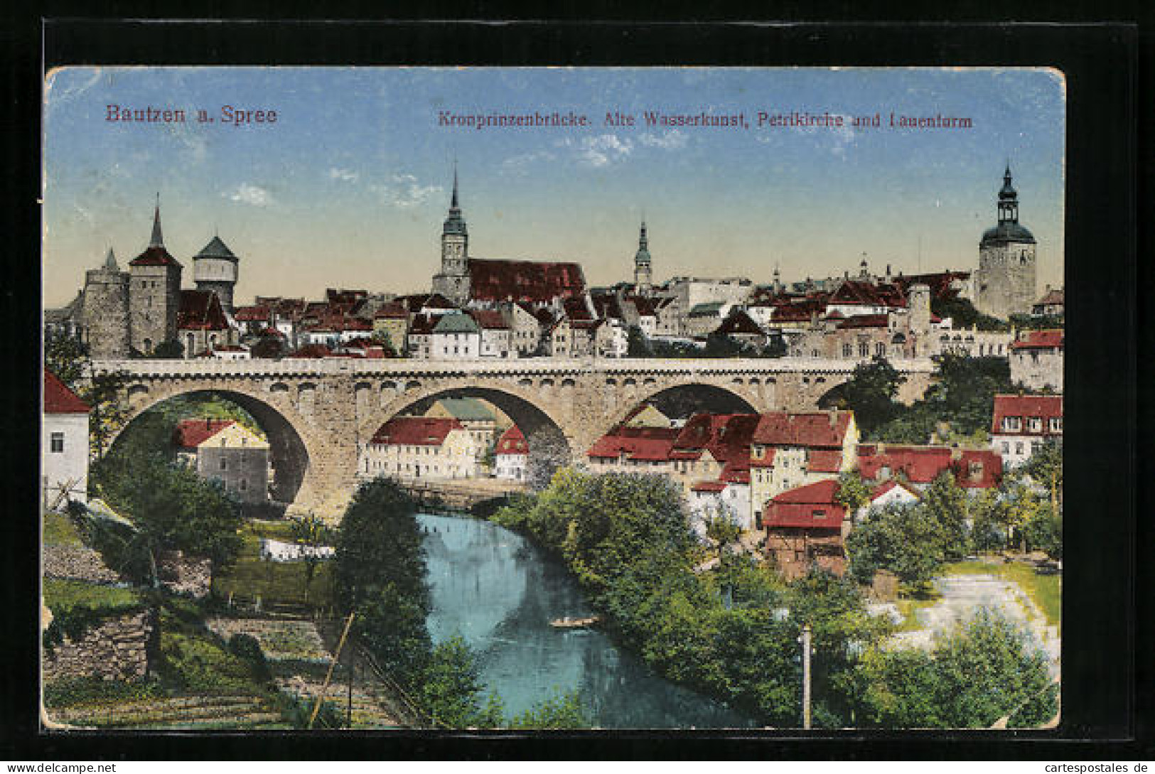 AK Bautzen, Kronprinzenbrücke, Alte Wasserkunst Und Petrikirche  - Bautzen