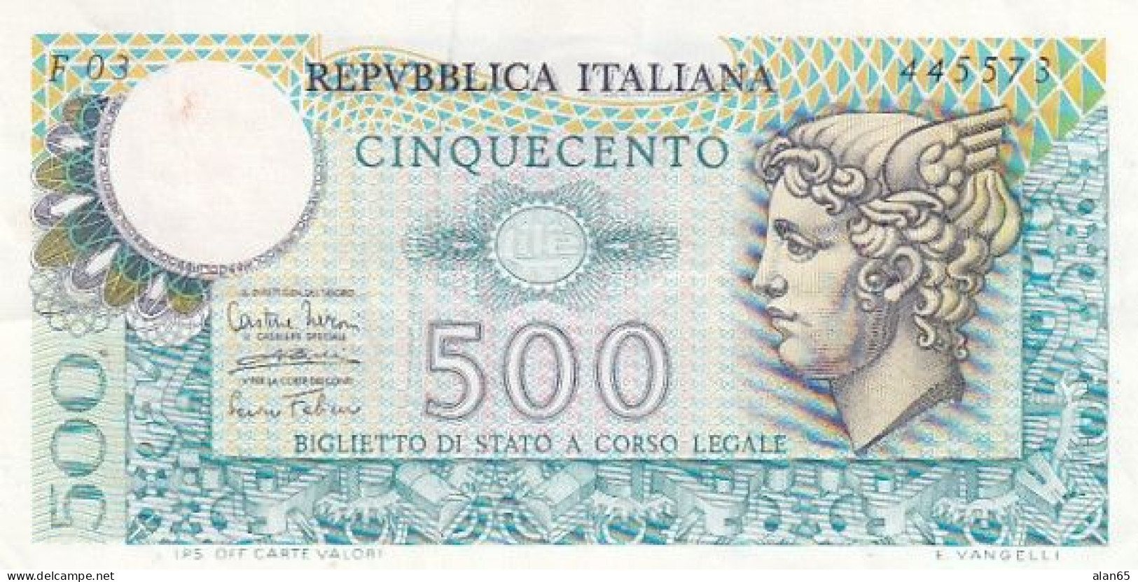 Italy #94, 500 Lire 1974 Banknote - 500 Liras