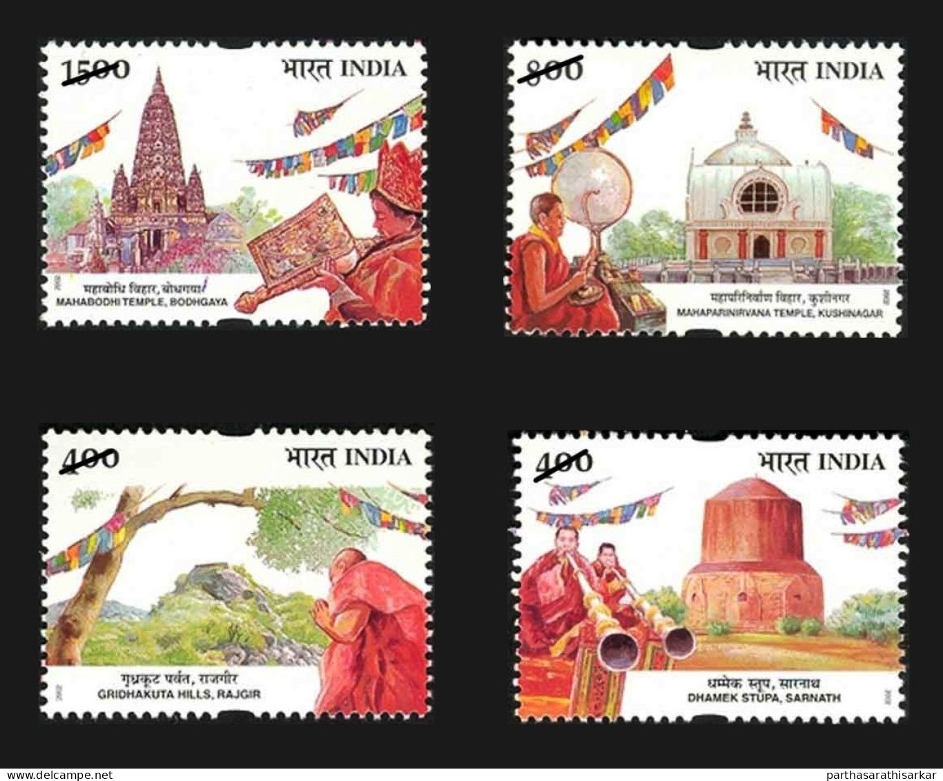 INDIA 2002 BAUDDHA MAHOTSAV FESTIVAL COMPLETE SET OF 4V STAMPS MNH - Unused Stamps