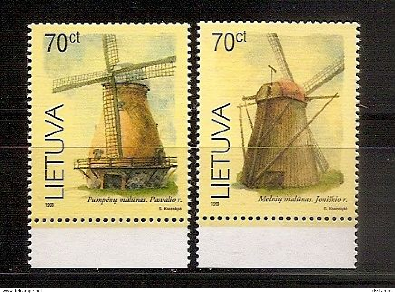 LITHUANIA 1999●Windmills●Mi 696b-97b●Paper Thin Matt, Glue Matt●MNH - Windmills