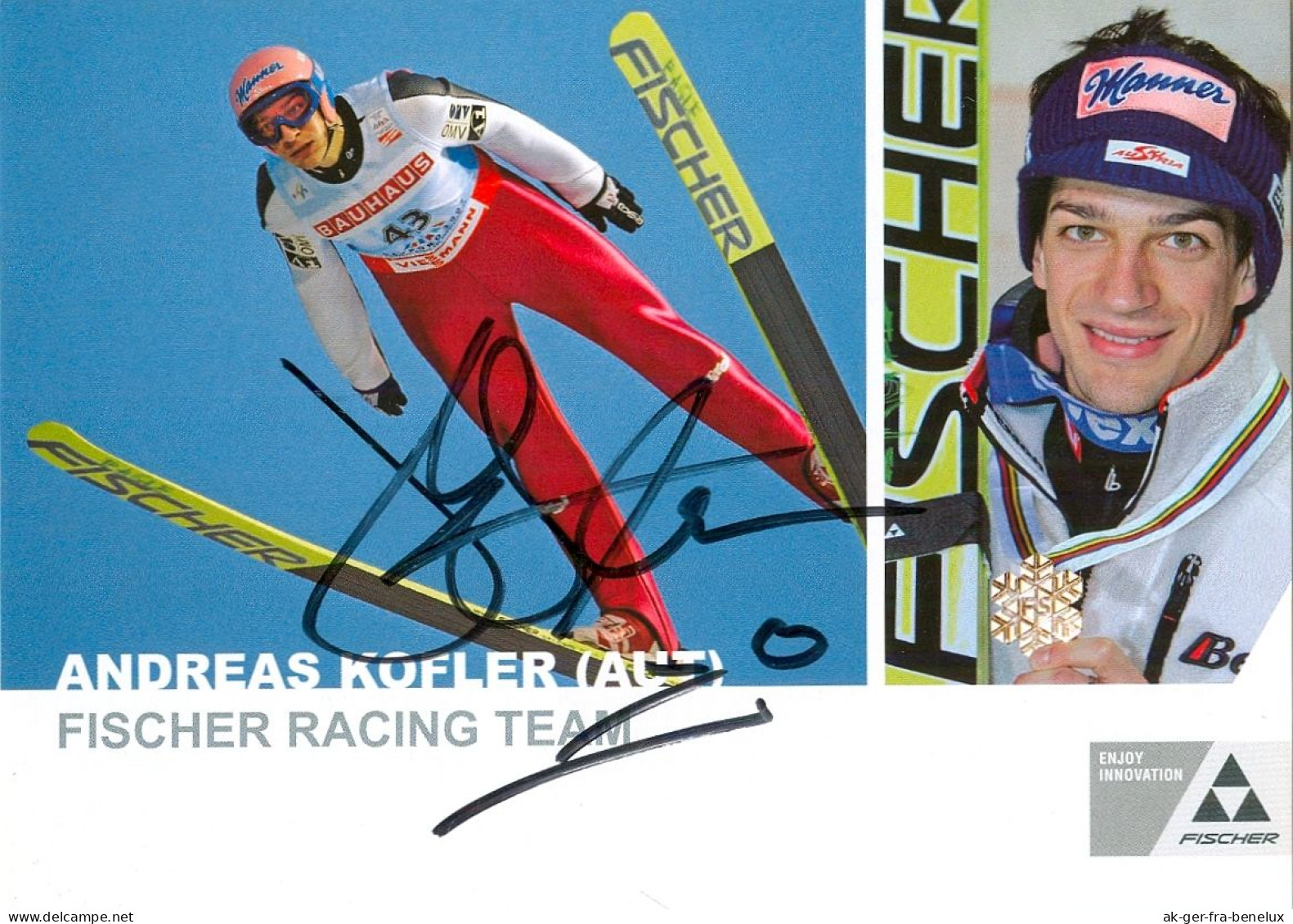 1) Autogramm Fischer AK Skispringer Andreas Kofler Innsbruck-Bergisel Fulpmes Im Stubaital Olympiasieger ÖSV Österreich - Autographes