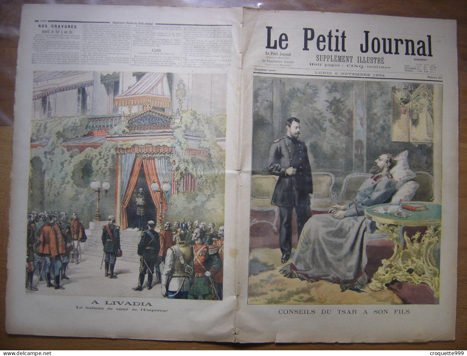 1894 LE PETIT JOURNAL 207 Conseils Du Tsar A Son Fils Livadia - 1850 - 1899