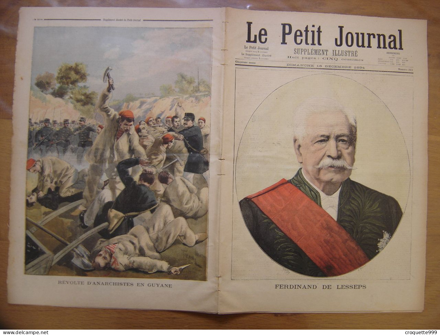 1894 LE PETIT JOURNAL 213 Ferdinand De Lesseps  Révolte En Guyane - 1850 - 1899