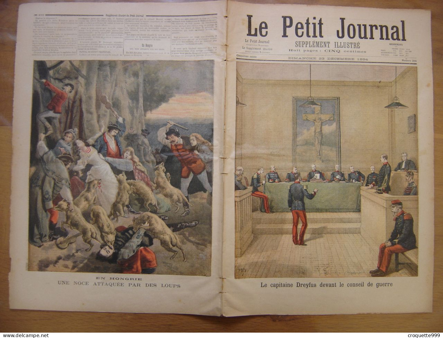 1894 LE PETIT JOURNAL 214 Le Capitaine DREYFUS Attaque De Loups - 1850 - 1899