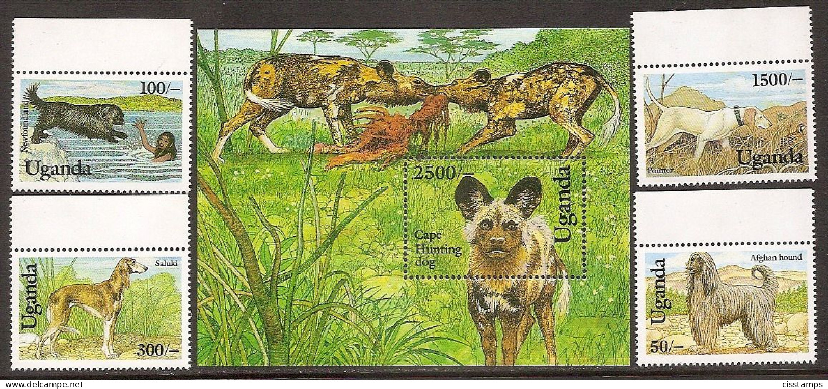 UGANDA 1993●Dogs●●Hunde●Mi1212-19, Bl 187 MNH - Uganda (1962-...)