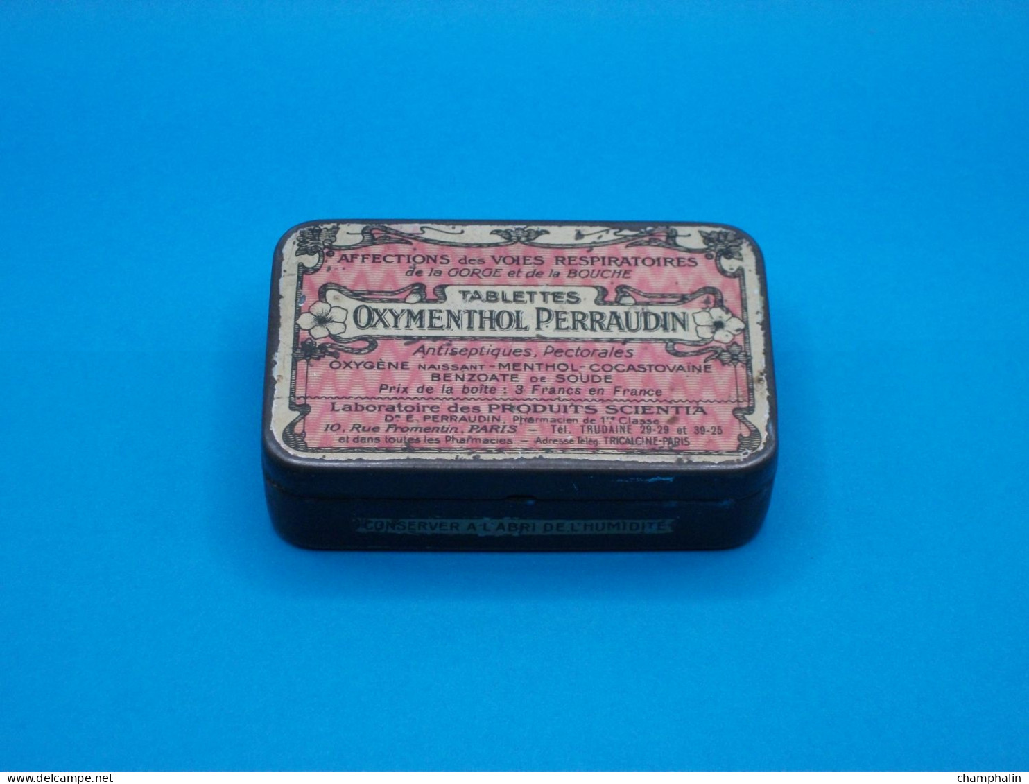 Boîte En Métal Ancienne - Tablettes Oxymenthol Perraudin - Laboratoire De Produits Scientia à Paris (75) - Boîtes