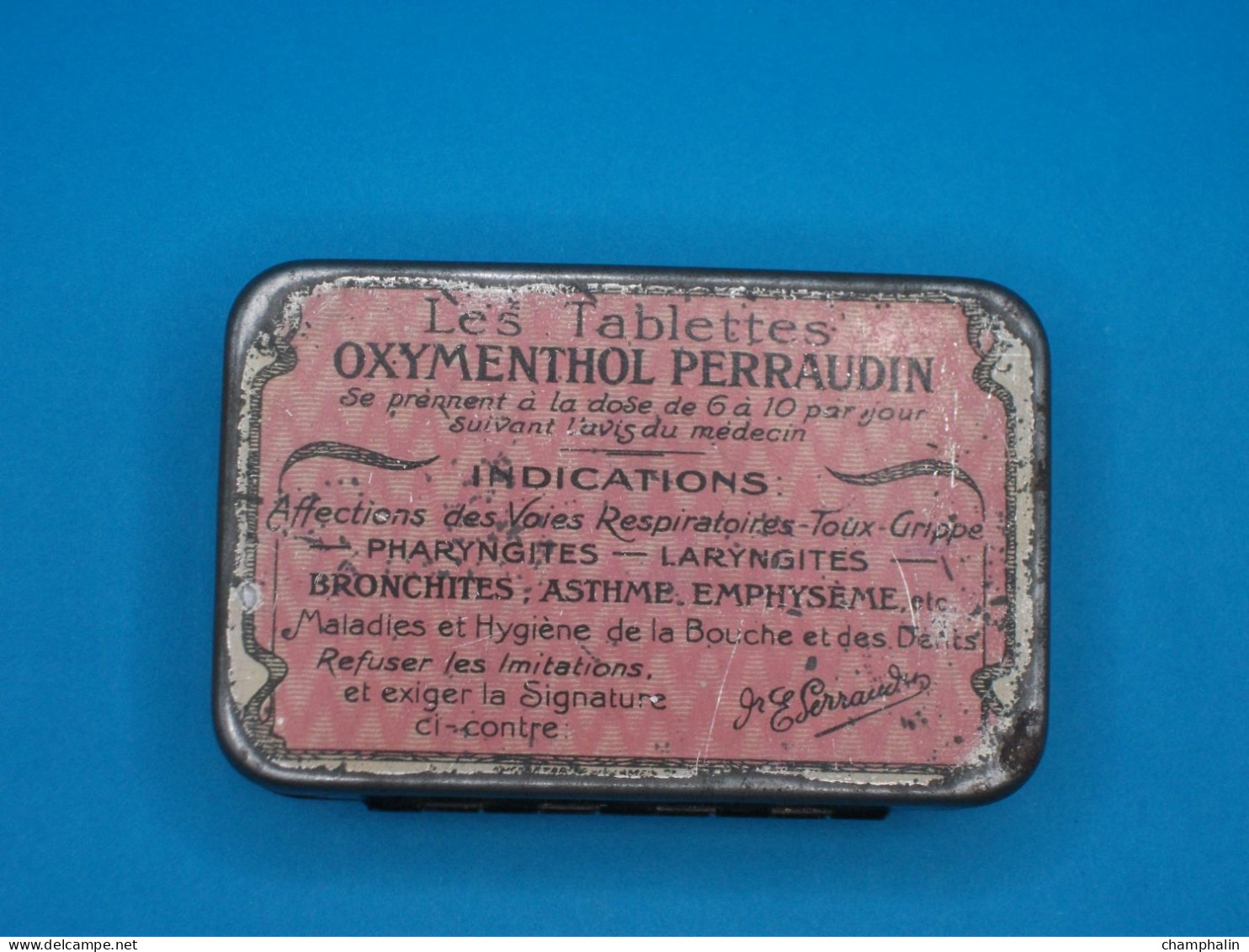 Boîte En Métal Ancienne - Tablettes Oxymenthol Perraudin - Laboratoire De Produits Scientia à Paris (75) - Boxes