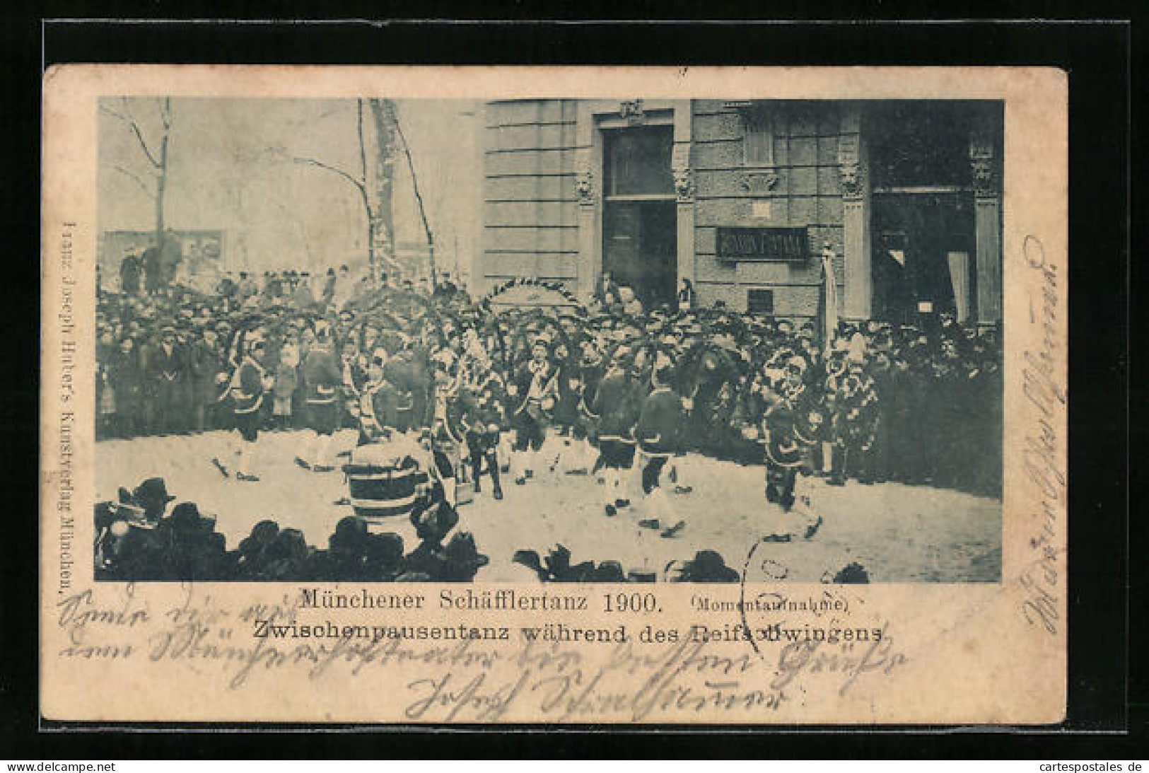 AK München, Schäfflertanz 1900, Zwischenpapusentanz Während Des Reifschwingens  - Baile