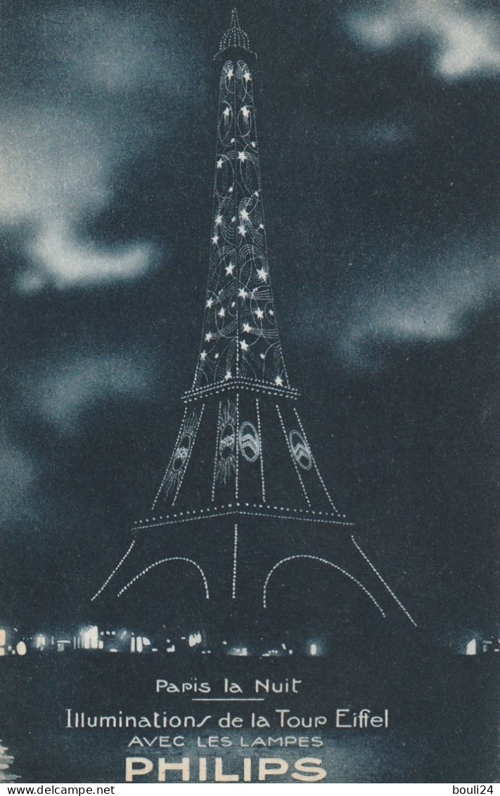 VIL2024  - PARIS  LA NUIT  ILLUMINATION DE LA TOUR EIFFEL  AVEC LES LAMPES PHILIPS - Tour Eiffel