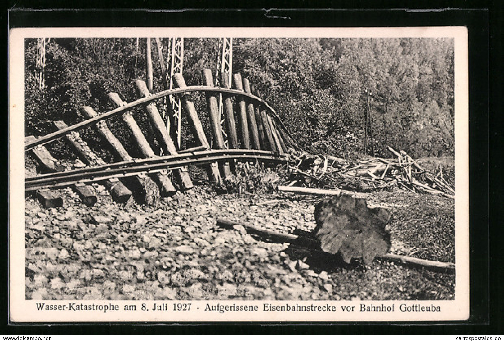 AK Gottleuba, Aufgerissene Eisenbahnstrecke Vor Dem Bahnhof Aufgrund Wasser-Katastrophe  - Überschwemmungen