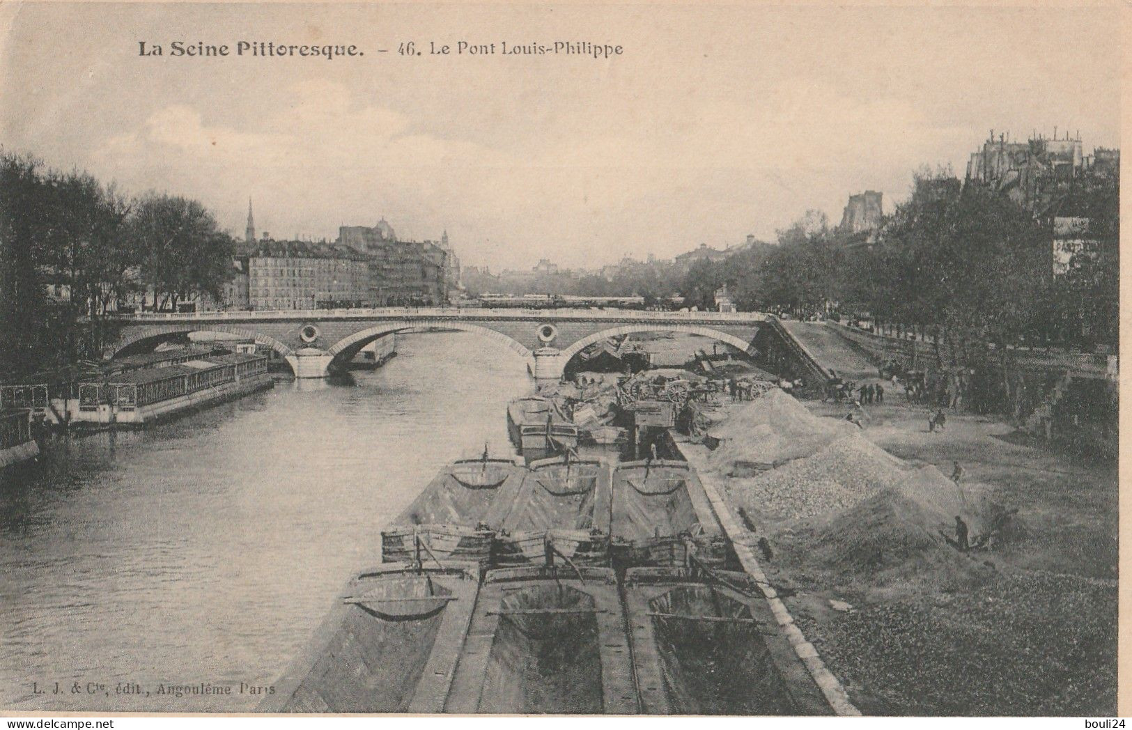 VIL2024  - PARIS SEINE PITTORESQUE  LE PONT LOUIS PHILIPPE   PENICHES   SABLE - Tour Eiffel