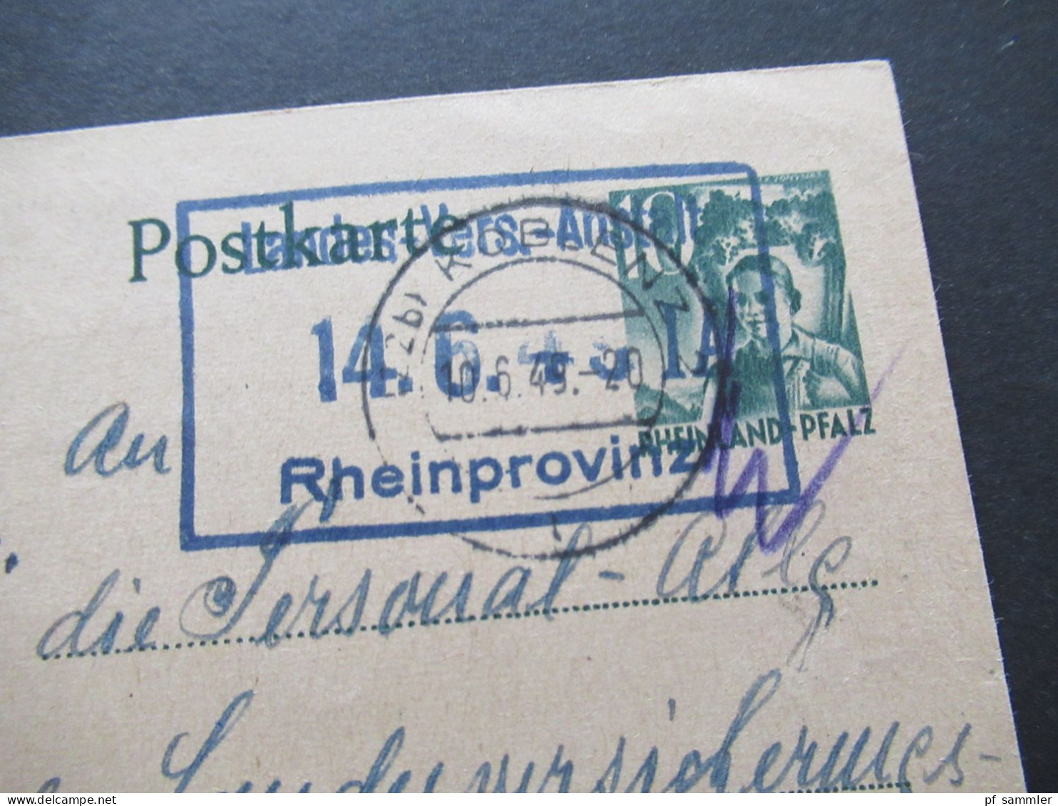 Französische Zone Rheinland Pfalz 1949 Ganzsache P 2 Tagesstempel Koblenz Nach Düsseldorf Stp. Rheinprovinz Versicherung - Renania-Palatinato