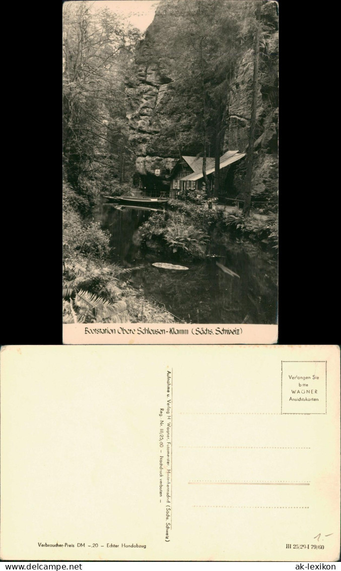 Ansichtskarte Hinterhermsdorf-Sebnitz Bootstation Obere Schleusen-Klamm 1960 - Hinterhermsdorf