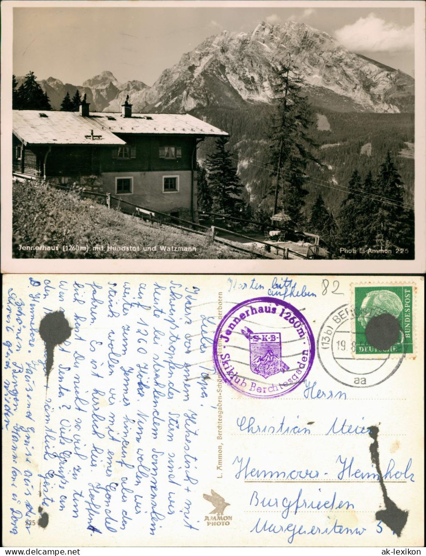 Ansichtskarte Berchtesgaden Jennerhaus (1260 M) Mit Hundstot Und Watzmann 1959 - Berchtesgaden